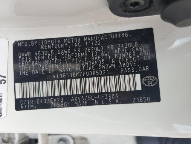 4T1G11BK7PU085031 - 2023 TOYOTA CAMRY SE NIGHT SHADE WHITE photo 12
