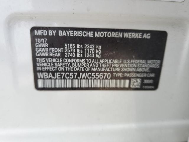 WBAJE7C57JWC55670 - 2018 BMW 540 XI WHITE photo 12