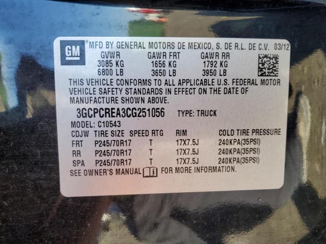 3GCPCREA3CG251056 - 2012 CHEVROLET SILVERADO C1500  LS BLACK photo 12