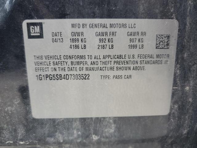 1G1PG5SB4D7303522 - 2013 CHEVROLET CRUZE LTZ BLACK photo 12