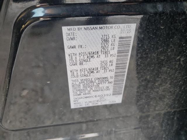 5N1AR2MM0FC640392 - 2015 NISSAN PATHFINDER S BLACK photo 13