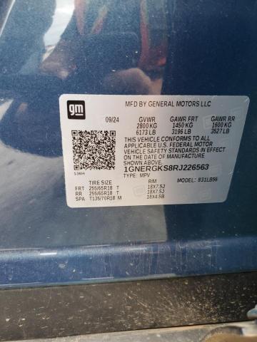 1GNERGKS8RJ226563 - 2024 CHEVROLET TRAVERSE LT BLUE photo 13