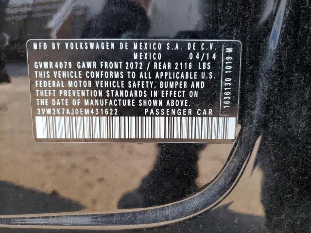 3VW2K7AJ0EM431622 - 2014 VOLKSWAGEN JETTA BASE 黑色 照片 12