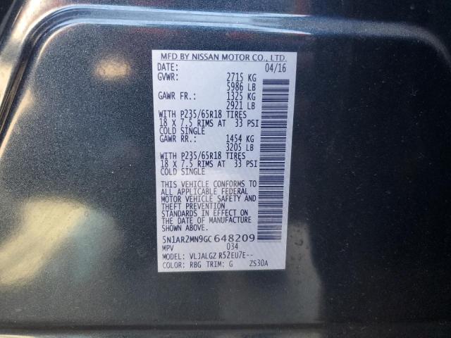 5N1AR2MN9GC648209 - 2016 NISSAN PATHFINDER S CHARCOAL photo 13