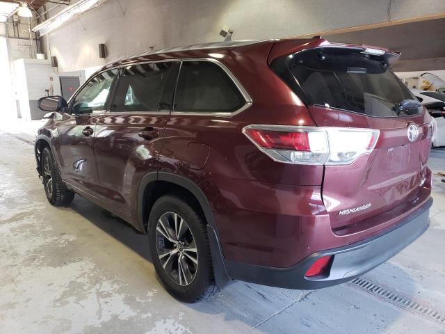 5TDJKRFH7GS314722 - 2016 TOYOTA HIGHLANDER XLE MAROON photo 2