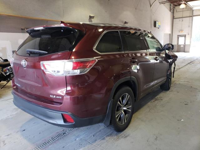 5TDJKRFH7GS314722 - 2016 TOYOTA HIGHLANDER XLE MAROON photo 3