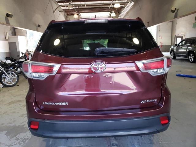 5TDJKRFH7GS314722 - 2016 TOYOTA HIGHLANDER XLE MAROON photo 6