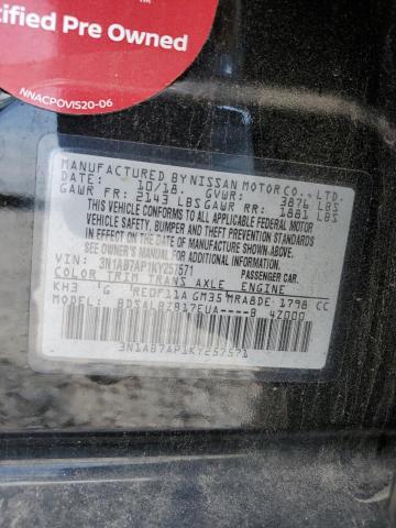 3N1AB7AP1KY257571 - 2019 NISSAN SENTRA S BLACK photo 13