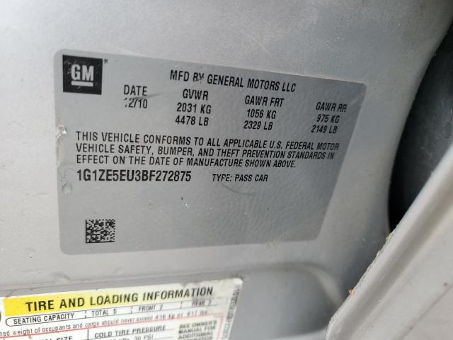 1G1ZE5EU3BF272875 - 2011 CHEVROLET MALIBU LTZ ვერცხლისფერი ფოტო 12