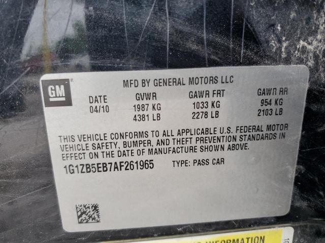 1G1ZB5EB7AF261965 - 2010 CHEVROLET MALIBU LS Czarny zdjęcie 12