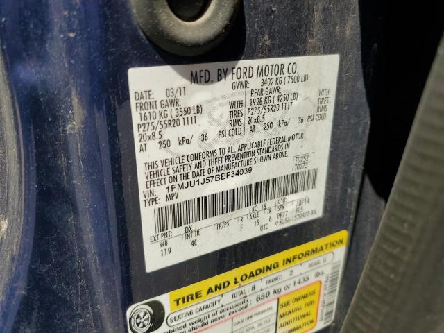 1FMJU1J57BEF34039 - 2011 FORD EXPEDITION XLT Mavi foto 13