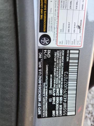 55SWF4KB7FU027073 - 2015 MERCEDES-BENZ C 300 4MATIC SILVER photo 12