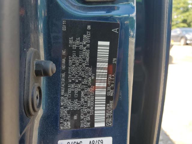 5TDYK3DCXBS137952 - 2011 TOYOTA SIENNA XLE 蓝色 照片 13