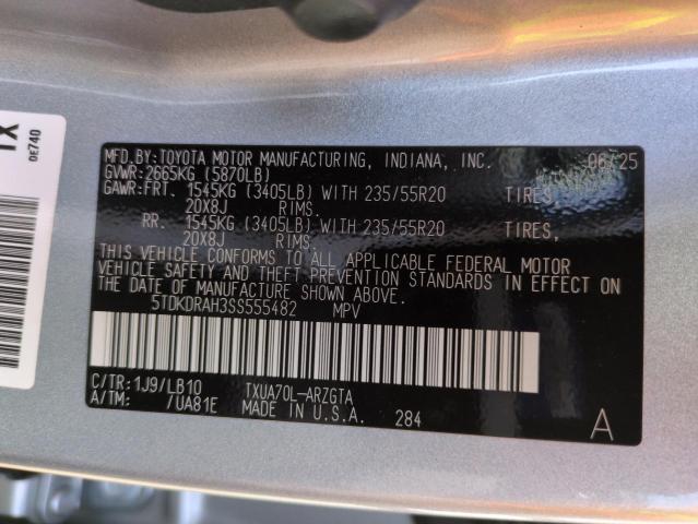 5TDKDRAH3SS555482 - 2025 TOYOTA HIGHLANDER LE ვერცხლისფერი ფოტო 12