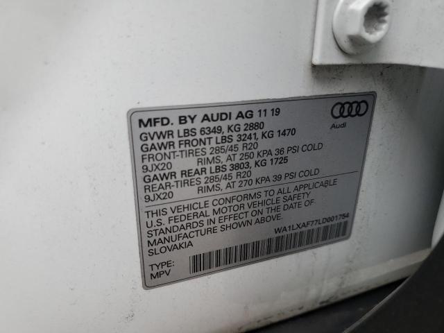 WA1LXAF77LD001754 - 2020 AUDI Q7 PREMIUM PLUS WHITE photo 13
