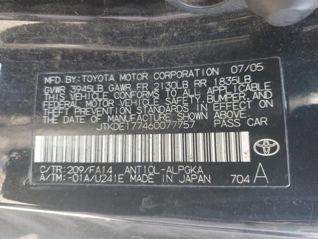 JTKDE177460077757 - 2006 TOYOTA SCION TC 黑色 照片 12