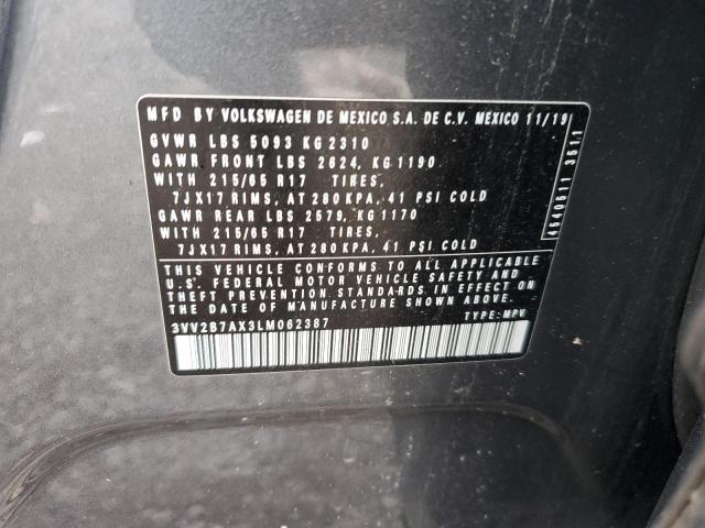3VV2B7AX3LM062387 - 2020 VOLKSWAGEN TIGUAN SE Boz foto 13