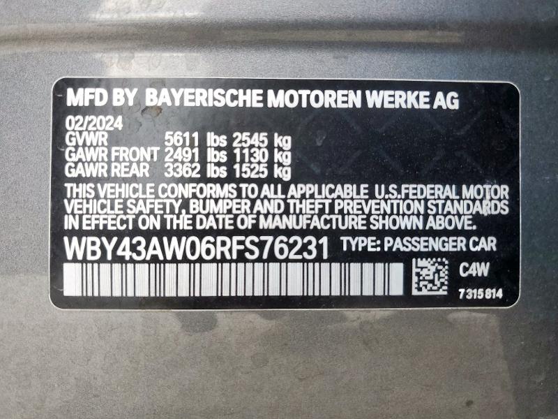 WBY43AW06RFS76231 - 2024 BMW I4 EDRIVE 35 SILVER photo 12