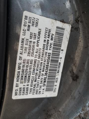 5FNRL38438B405693 - 2008 HONDA ODYSSEY EX GRAY photo 14