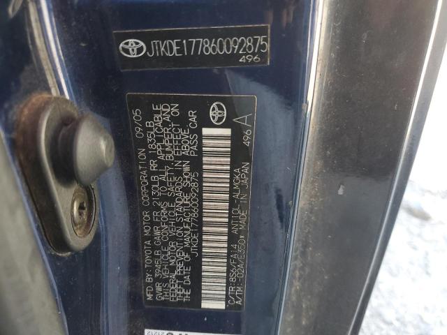 JTKDE177860092875 - 2006 TOYOTA SCION TC ლურჯი ფოტო 12