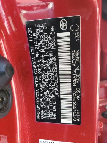 JTDP4MCE0MJ069448 - 2021 TOYOTA COROLLA SE წითელი ფოტო 12