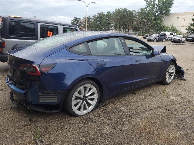 5YJ3E1EB3NF305113 - 2022 TESLA MODEL 3 Կապույտ լուսանկար 3
