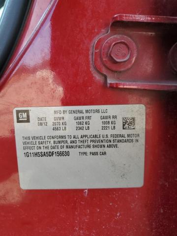 1G11H5SA5DF156630 - 2013 CHEVROLET MALIBU LTZ Bordo foto 12