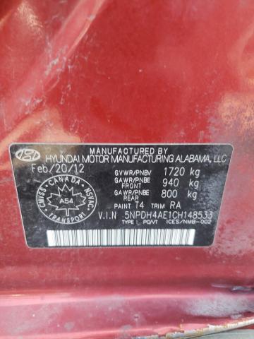 5NPDH4AE1CH148533 - 2012 HYUNDAI ELANTRA GLS RED photo 13