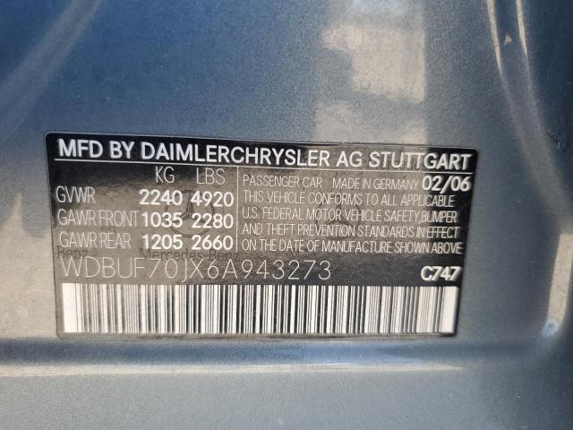 WDBUF70JX6A943273 - 2006 MERCEDES-BENZ E 500 BLUE photo 12