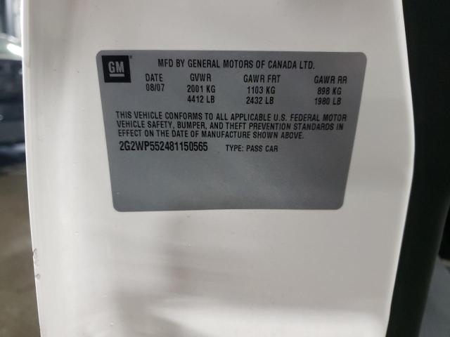 2G2WP552481150565 - 2008 PONTIAC GRAND PRIX 白色 照片 12