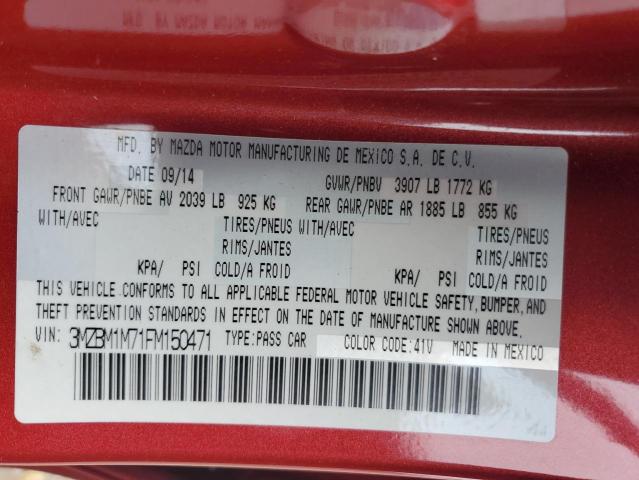 3MZBM1M71FM150471 - 2015 MAZDA 3 GRAND TOURING 红色 照片 13