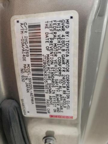 JT2BG22K810578579 - 2001 TOYOTA CAMRY CE SILVER photo 12