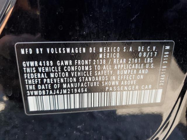 3VWDB7AJ4JM219454 - 2018 VOLKSWAGEN JETTA SE 黑色 照片 12