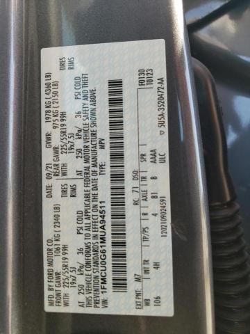 1FMCU0G61MUA94511 - 2021 FORD ESCAPE SE GRAY photo 13