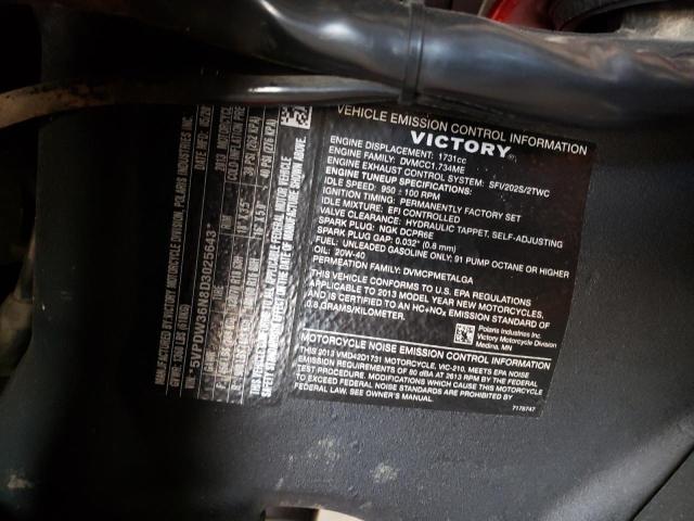 5VPDW36N8D3025643 - 2013 VICTORY MOTORCYCLES CROSS COUN برغندي صورة 10