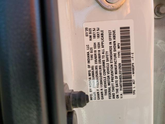 7FART6H83LE012939 - 2020 HONDA CR-V EXL WHITE photo 13