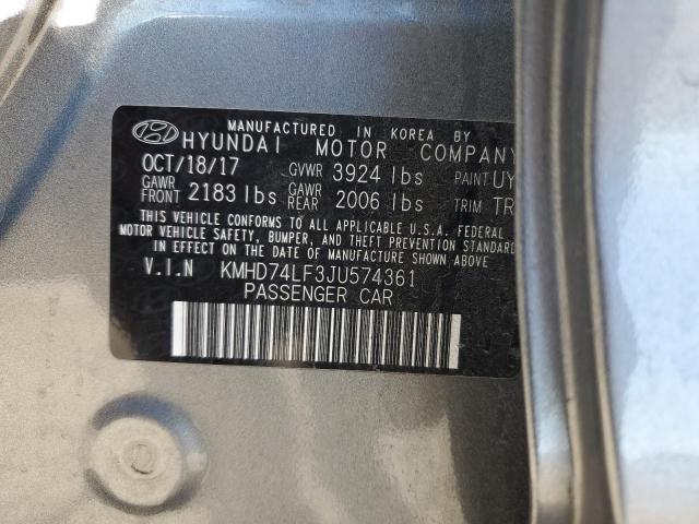 KMHD74LF3JU574361 - 2018 HYUNDAI ELANTRA SE SILVER photo 13