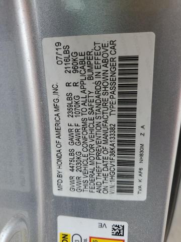 1HGCV1F36KA133382 - 2019 HONDA ACCORD SPORT فضي صورة 13