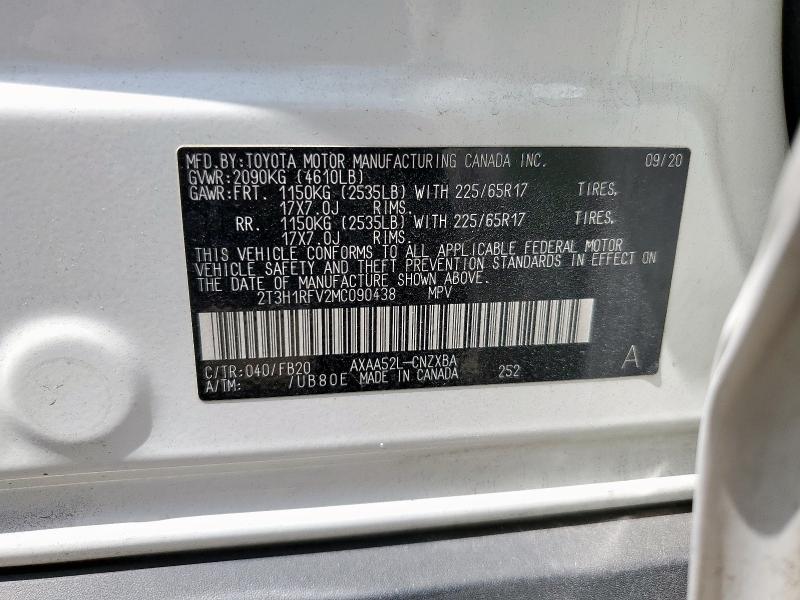 2T3H1RFV2MC090438 - 2021 TOYOTA RAV4 LE Ақ фото 13