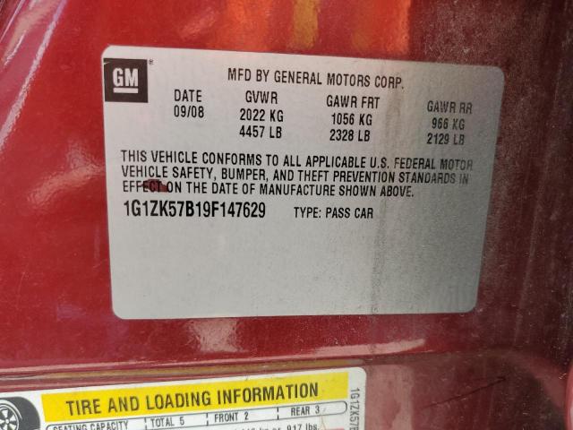 1G1ZK57B19F147629 - 2009 CHEVROLET MALIBU LTZ ბურგუნდია ფოტო 12