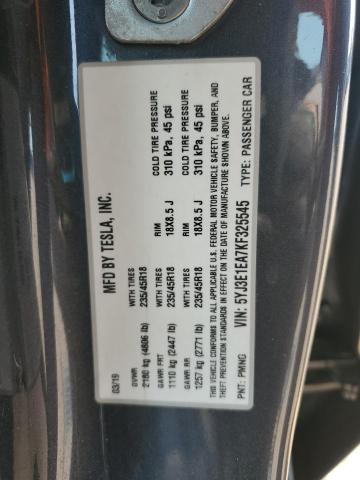 5YJ3E1EA7KF325545 - 2019 TESLA MODEL 3 GRAY photo 14