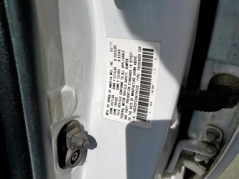 1HGCR2F52HA194328 - 2017 HONDA ACCORD SPORT თეთრი ფოტო 12