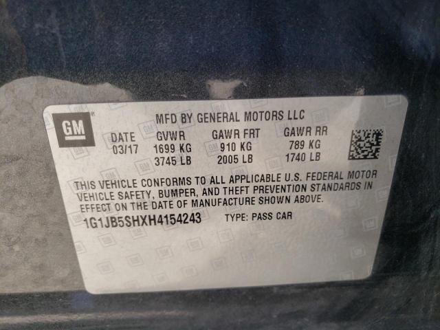 1G1JB5SHXH4154243 - 2017 CHEVROLET SONIC LS 灰色 照片 12