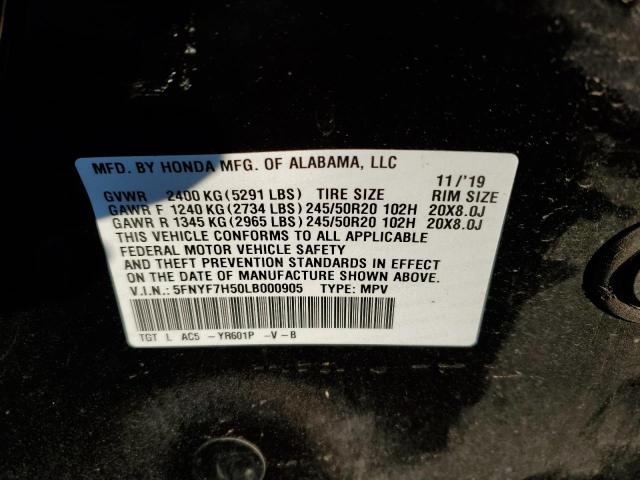 5FNYF7H50LB000905 - 2020 HONDA PASSPORT EXL CHARCOAL photo 14