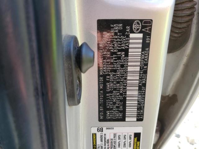 2T1LE40E39C009800 - 2009 TOYOTA COROLLA MA S SILVER photo 12