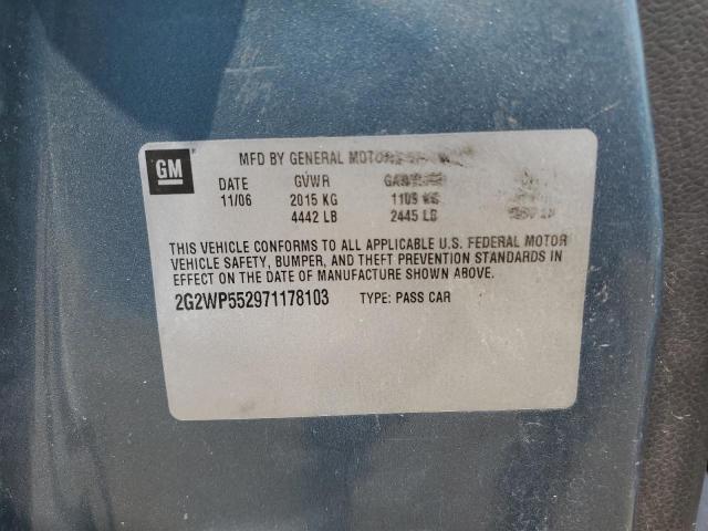 2G2WP552971178103 - 2007 PONTIAC GRAND PRIX BLUE photo 12