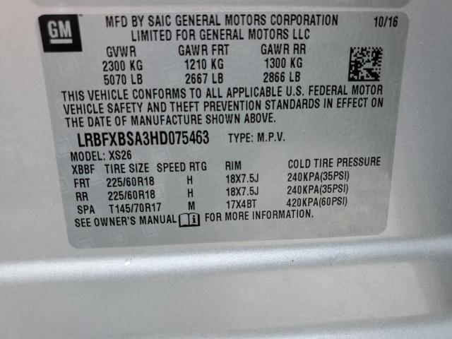 LRBFXBSA3HD075463 - 2017 BUICK ENVISION ESSENCE فضي صورة 13