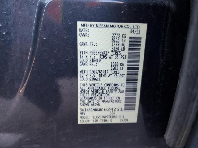 5N1AR1NBXBC624251 - 2011 NISSAN PATHFINDER S CHARCOAL photo 14