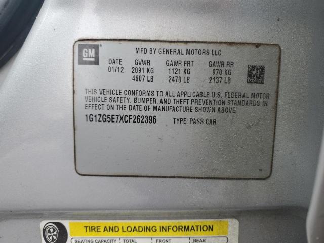 1G1ZG5E7XCF262396 - 2012 CHEVROLET MALIBU LTZ 银色 照片 12