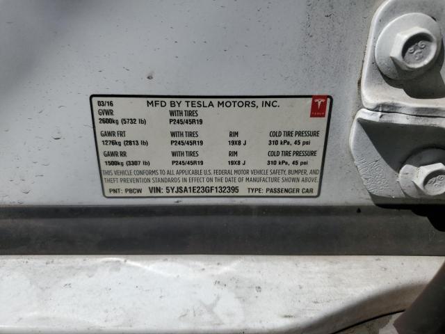 5YJSA1E23GF132395 - 2016 TESLA MODEL S Սպիտակ լուսանկար 12